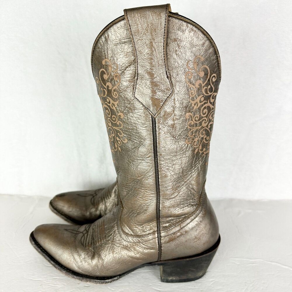 Shyanne Women's Lola Western Boot Size 6.5 Leather Metallic Point Toe